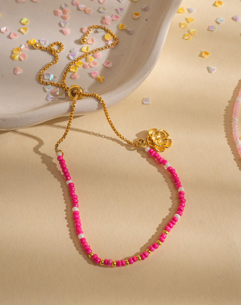 Hot Pink Floral Bracelet