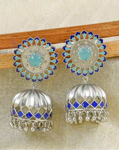 Aisha Jhumkis - Blue Aqua Chalcedony