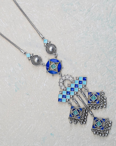 Zeba Long Necklace - Blue