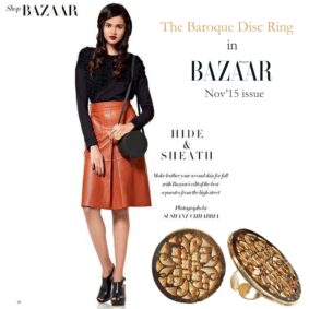 Baroque Disc Ring featured in Harpers Bazaar, November 2015 issue.