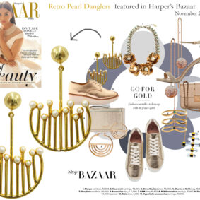 Retro Pearl Danglers featured in Harper's Bazaar November - 2016 issue